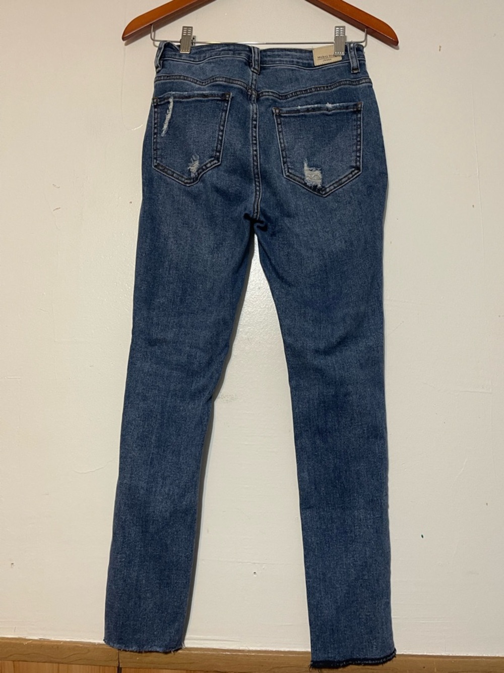 Monkey Ride High-Rise Dark Blue Skinny Jeans with Distressed Knees - Picture 2 of 9
